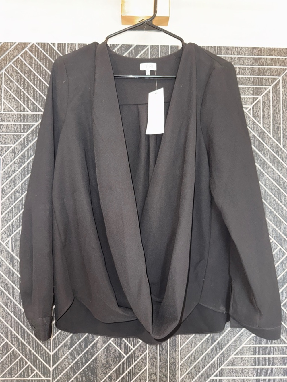 Tobi Black Draped Front Blouse